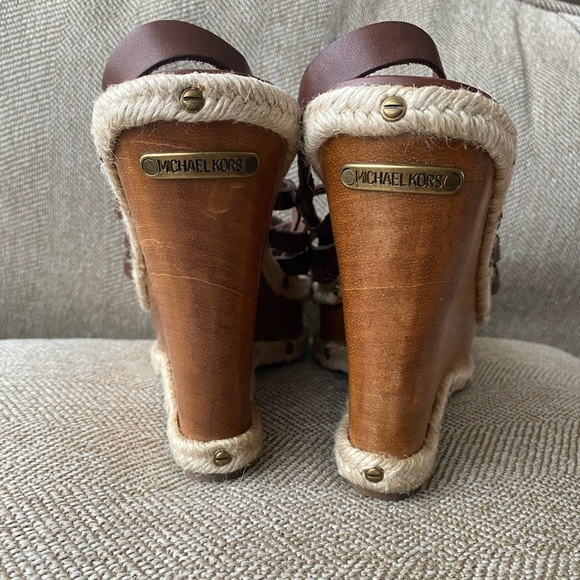 Michael Kors Brown Leather Jute 70’s Boho Festival Wedge Sandals. Size 11. EUC. - Picture 4 of 15